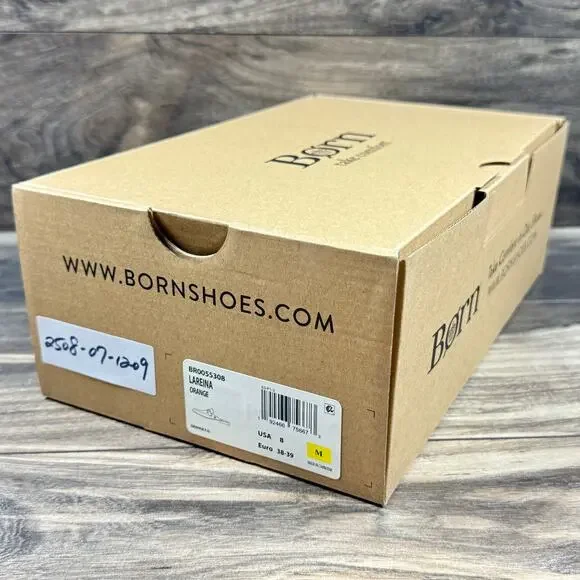 NIB Born Lareina 8M Leather Moc Toe Horsebit Slip On Mules Clog Orange - Picture 11 of 11